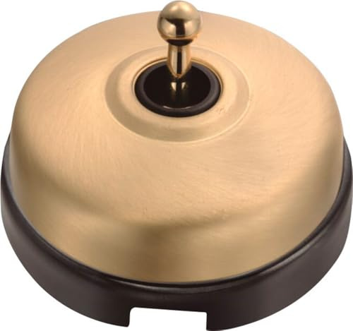 Fontini DIMBLER - Interrupteur Va & Vient Porcelaine Noire Coque Dorée Satinée Réf. 60308743
