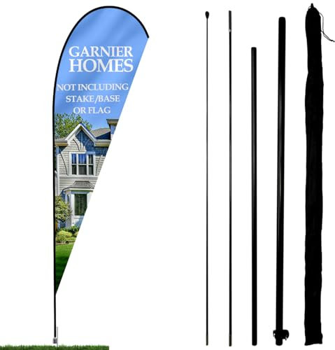 Anley Teardrop Feather Flagpole Set - Assembled Flutter Banner Pole Set with Carrying Bag - Fits 3Ft X 7.5Ft Feather Flags(Not Included) - Flagpole ONLY