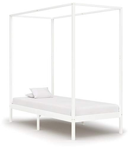 Tidyard Himmelssäng-ram sängram dubbelsäng träsängram lamellram massivt trä säng sovrum säng massivt trä tall vit 100 x 200 cm