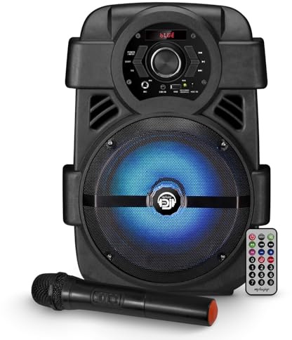 Enceinte Autonome MyDj Bmsonic-08 à LED - 400W - USB/BT/AUX - Télécommande + Micro VHF sans Fil