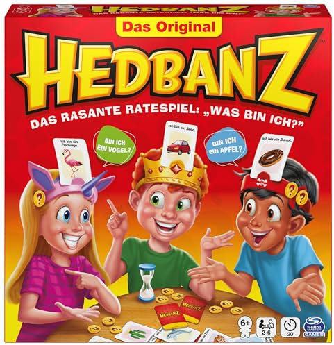 Spin Master Games Hedbanz - das rasante Ratespiel für die ganze Familie - das Original, Spieleklassiker mit tollem Spielmaterial, für 2-6 Spieler ab 6 Jahren