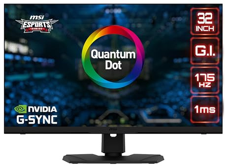 MSI Optix MPG321QRF QD – Monitor Gaming de 32”, 175Hz, 2560x1440 (WQHD), ratio 16:9, G-SYNC Compatible, brillo 600 nits, 1 ms de respuesta, negro, compatible con consolas
