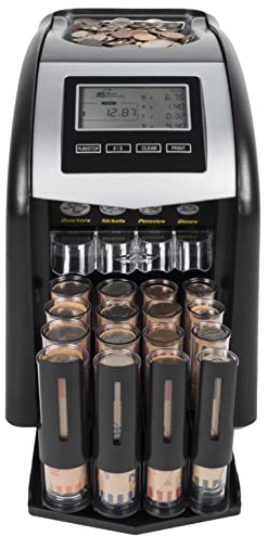 Royal Sovereign 4 Row Electric Coin Counter with Patented Anti-Jam Technology & Digital Counting Display (FS-44N), Black
