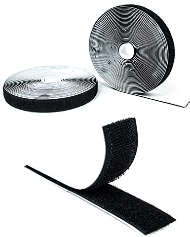 LEO's - 8m x 16mm Klettband selbstklebend extra stark doppelseitig (Flauschband schwarz) - Selbstklebende Klettbänder Hakenband Klebepads Klett Band Klettverschlussband beidseitig in Industriequalität