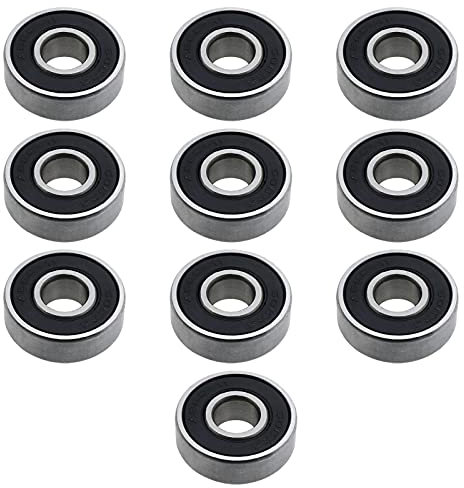 eMagTech 10pcs 608RS ABEC-11 cuscinetti a sfere a gola profonda doppia sigillatura schermata 8x22x7mm acciaio cromato nero per pattini a rotelle scooter ruote stampante 3D