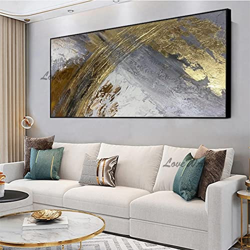 Große Gruppe abstraktes Ölgemälde auf Leinwand, Wandbild, Kunst, Wohnzimmer, Zuhause, 1 Panel, übergroße Wandkunst, Dekor, 85 x 170 cm (34 x 68 Zoll) mit Rahmen