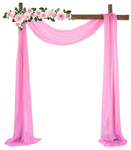 Martin Kench Querbehang Freihanddeko, Transparente Voile Vorhang Freihanddeko Gardinen, Hochzeitsbogen Vorhangschal für Fotografie Party Hochzeit Geburtstag (Rosa,70x550cm?28x216in?)