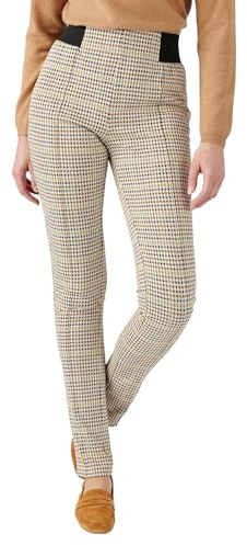 Damart - Pantalon Maille Milano Uni Ou Carreaux pour Femme, Coupe Standard, Jaune Carreaux, 54
