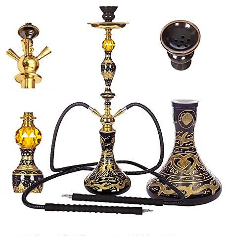 ZYFC Juego de Cachimba con Todo, 2 o 4 Mangueras, con Jarrón de Arte Pintado, Cuenco de Cerámica y Cenicero, Que Permite Que 2 o 4 Personas Lo Usen Al Mismo Tiempo, Mejora la Experiencia de Fumar