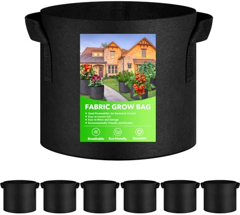 XVZ Sacs de Plantation, Lot de 6 Sac à Plantes 60L en Non Tissé Pots pour Tomates, Fraises, Poivrons, Carottes - 15 gallons noirs