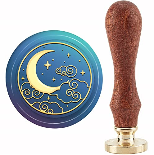 craspire Mondwachssiegelstempel Wolken Siegellackstempel 30 mm Retro Vintage Abnehmbarer Messingstempelkopf Mit Holzgriff Für Einladungen Karten Geschenkverpackung