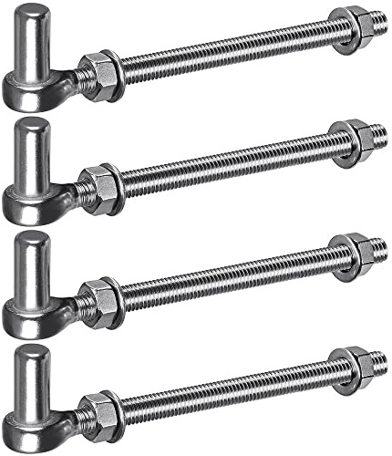 Insaga Bisagra de Puerta M12, 4 Piezas Resistentes de 16 mm, Gancho a Perno, Bisagra de Puerta de Campo, Accesorios de Puerta de Jardín de Metal de Acero Inoxidable, Color Plata
