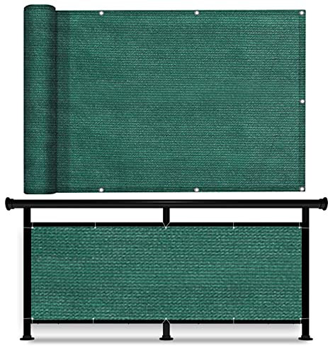 Balkonbespannung 65 x 700 cm Reißfest UV-Schutz atmungsaktiv Balkonumspannungen blickdichte mit Kabelbinder Ohne Bohren für Balkon Zaun Terrassen Garten, Grün