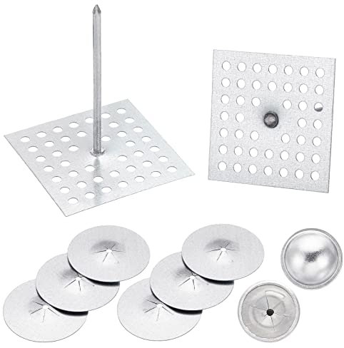 PATIKIL 100Set 5cm x 5cm Abstandhalter Fliesenträger Platten Unterlegscheiben Verzinkt Stahl Isolierplatten Unterlegplatten für Gipsplatte Wand Boden Decke Blöcke Silber