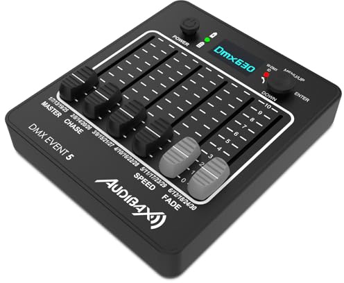 Audibax DMX Event 5 - Controller DMX a 30 Canali Alimentato a Batteria - Connessione Wireless - Batteria Ricaricabile con 100 Ore di Autonomia - Diversi Programmi di Effetti Integrati