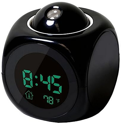 RANRAO Nueva alarma de proyección multifuncional, reloj despertador digital de proyección, reloj de mesa hablante de voz LED, reloj despertador USB con pantalla de temperatura para dormitorio
