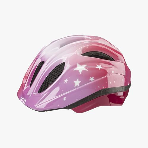 KED Meggy II Trend | Kinder Fahrradhelm Insektenschutznetz Integriertes LED-Rücklicht maxSHELL Technologie, Stars Soft Pink, 52-58 (M)