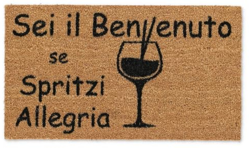 Casatessile Zerbino Rettangolare in Cocco cm. 40X70 Allegro Spritz Zerbino Vino per Ingresso Interno con Fondo Gomma Antiscivolo
