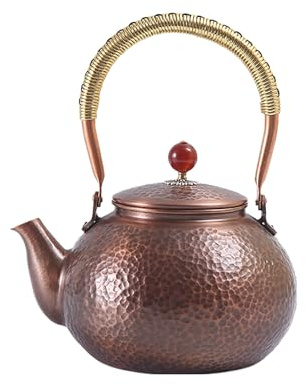 Yytcsjz Tea Kettle for Stove Top, Thick Handmade Vintage Copper Stovetop Whistling Teapot with Anti-scalding Handle, for Gasstove Tops Pure Copper Kettle