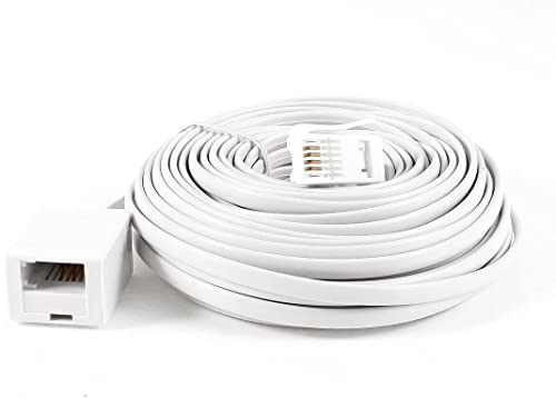 XYWHPGV UK B-T- 6P4C connettore cavo telefonico maschio-femmina, 12 m per telefono fisso, bianco(79d91 e212c e2a14 714a1 55ac6 a76aa