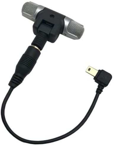 OSALADI Stereo Mikrofon für Action-Kamera 3/3/4, 3,5-mm Anschluss, Schwarz | Pvc Ausführung, 3,5-mm USB Adapter und Doppelseitiges Klebeband Enthalten