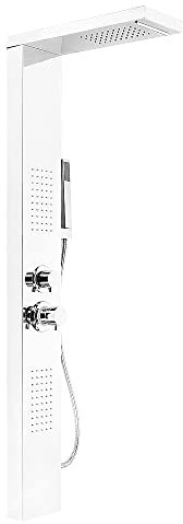 Colonna Doccia 4 in 1 doccia multifunzionale set doccia a pioggia set doccia in acciaio inox 304 con doccetta doccia idromassaggio doccia a cascata (15 * 47 * 130 cm (argento))