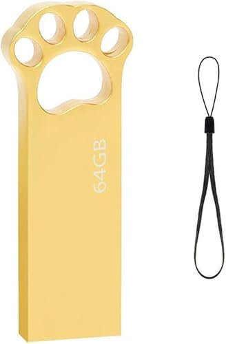Chiavetta USB 64 GB, Carino Cartoon Cat Paw Penna USB 64GB Pendrive USB 2.0 Flash Drive 64giga Memoria Esterna PC per pc, portatile, Laptop, Dispositivi Con Porta USB (Oro)