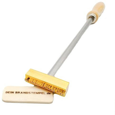 extern beheizter Brandstempel mit deinem Schriftzug für Holz, Leder, Pappe - personalisiertes Schrift Brandeisen, individueller Text Brennstempel in 50 mm