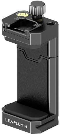 Leaplumn Aluminum Phone Mount for Tripod, Adjustable Phone Tripod Mount with Cold Shoe & Arca Swiss Quick Release Plate,Universal Adjustable Clamp Suitable for iPhone 15pro/14 pro/13 Pro/12/Samsung