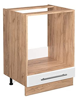 Vicco Herdumbauschrank Fame-Line, Weiß Hochglanz/Goldkraft Eiche, 60 cm, AP Anthrazit