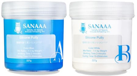SANAAA Mastic silicone, kit de fabrication de moules en silicone 40A, rapport de mélange facile 1:1 pour en réutilisables, moules en résine, savon (227 + 227 g)