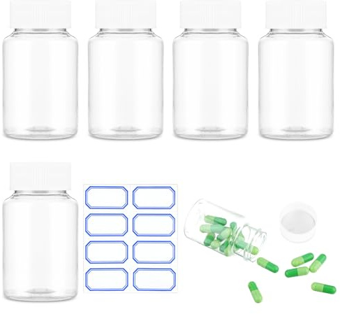 Gjinxi Lot de 6 Flacons de Pilules Vides en Plastique Transparent pour Ranger les Poudres Solides et les Produits de Toilette de Maison 80 ml