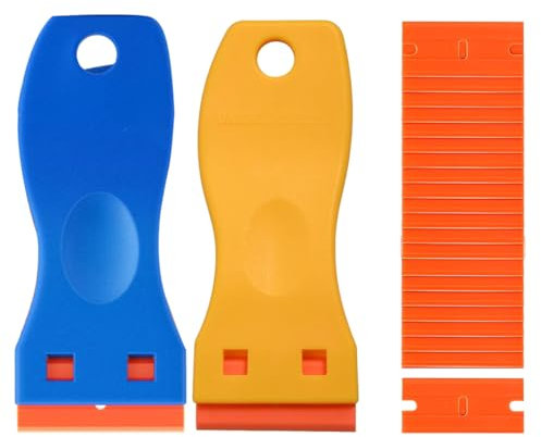 SIRLOMU 20 Lame di Plastica Mini Raschietti Plastica Raschietti per Rimozione Colla Rimuovi Colla Raschietti per Forni Ceramici Rimuovi Colla (Giallo + Blu)
