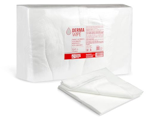 Derma Health - Morbido Panno Monouso Polifunzionale in Viscosa e Poliestere - Salviette Multiuso per la delicata igiene di pelli sensibili ed arrossate di anziani, bambini - 30x40cm (100 pezzi)