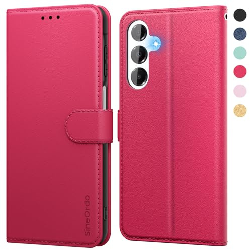 SineOrdo Cover compatible con Samsung Galaxy A16 5G / 4G Custodia, Custodia Samsung Galaxy A16 5G / 4G Cover Libro Portafoglio Folio Pelle Flip Stand Case - Rossa