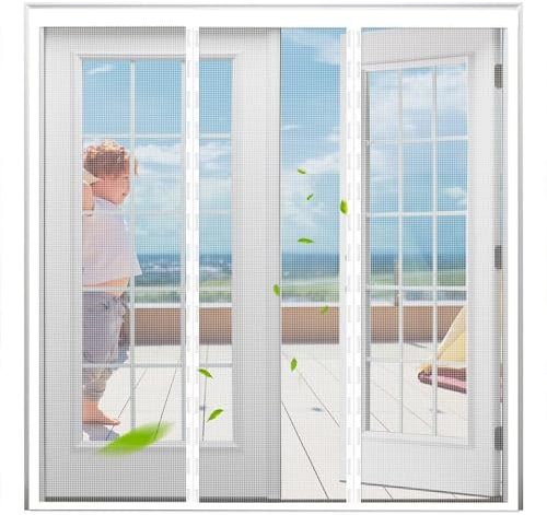 Fliegengitter Bodentiefe Fenster Ohne Bohren 270x210cm Weiß Fliegengitter Magnet Tür Insektenschutz Fliegengitter Magnetvorhang Magnet Moskitonetz Fenster