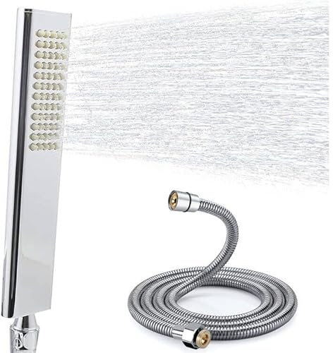 Delnet Solid Brass Handheld Shower Head, Arc Design High Pressure Hand Shower, Replaceable Shower Head and 59 Stainless Steel Hose Set, Polished Chrome