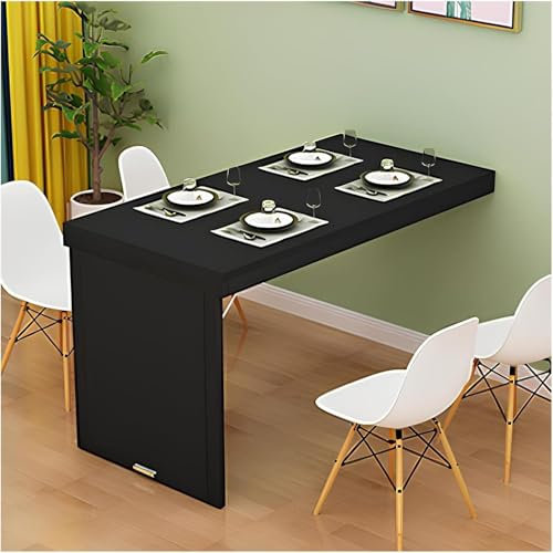 Schwebender Wandschreibtisch, platzsparend, faltbarer Tisch, Holz, Murphy-Schreibtisch, Blatt-Design, zusammenklappbar, Laptop-Schreibtisch und Farben (Schwarz, 90 x 40 cm)