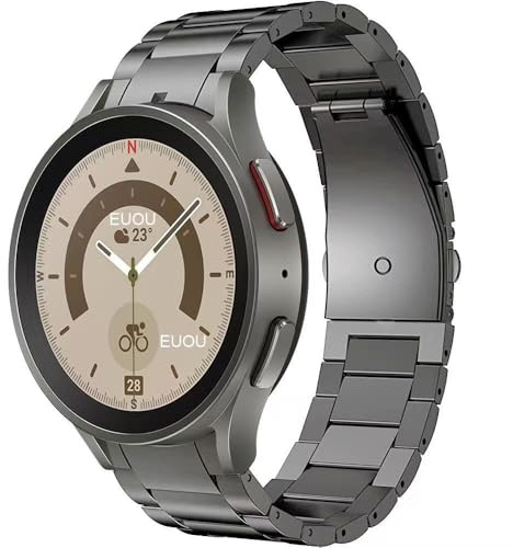 Synsing 26 mm titan metallarmband för Galaxy Watch 6 Classic Band 47 mm 43 mm/Watch 5 Pro 45 mm/Watch 4 Classic, 20 mm No Gap titanarmband, kompatibelt med Samsung Galaxy Watch 7/6/5/4/FE 44 mm 40 mm,