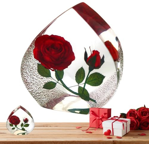 Rosa Rossa Conservata, Eterno Rosa Rossa, Vere, Resina, Artigianato, Souvenir In Resina | Decorazione Da Scrivania Forever Roses Per Casa, Ufficio, Decorazione, Camera Da Letto, Soggiorno