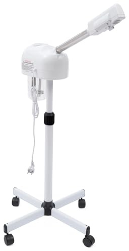 BJTDLLX Gesichtsdampfer Bedampfer Gesichtssauna Verdampfer, 750W 220V Kosmetik Facial Steamer Heißer Gesichtsdampfer für Spa Salon, Dampfgerät für Gesicht, 58-68cm Höhenverstellbar (Weiß)