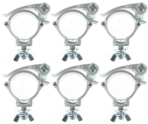 6 x Eurolite TPC-10QC silber Schnellspann Half Coupler 30 mm breit Schelle Trussaufnehmer für 50 mm Rohr I Maximallast WLL 100 kg TÜV