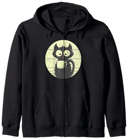 Tasse à café chat noir coucher de soleil chats Sweat à Capuche