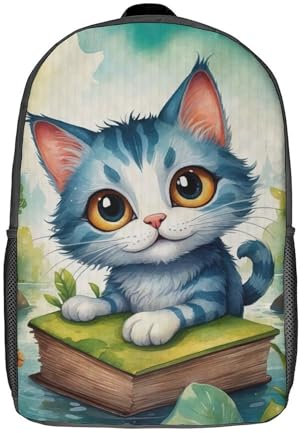 GQmoney Süßer Katzen-Rucksack mit 3D-Druck, Kindertasche, Grundschüler, Tagesrucksack, leichte Schultasche für Kinder, Mädchen, Jungen, Kindergarten, Lunchpaket, 43,2 cm