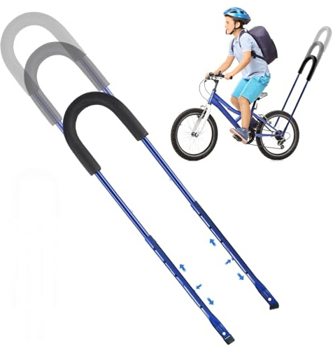 PORFOYO Fahrradstange für Kinderfahrrad, Schiebestange Kinderfahrrad, Schubstange Fahrrad Kinder, Tandemstange für Kinderfahrrad, Universal Push Bar für Bergauf-Fahrten und Lange Strecken(Blau)