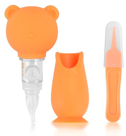 luanerl Aspirateur nasal manuel pour bébé – Nettoyeur de nez en forme d'ours mignon pour les nouveau-nés et les tout-petits, aspiration douce pour soulager la congestion, facile à utiliser pour la