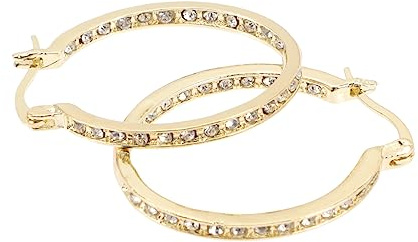 Mipcase Pendientes Circulares Dorados para Mujer Gemas de Imitación, Joyas de Aro Elegantes, Accesorios de Fiesta, Diseño Brillante y Cómodo, Par Único