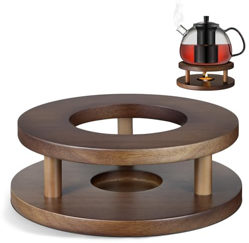 ecooe Stövchen Holz, Stövchen für Teekanne Aus natürlicher Eiche, Handgefertigter Teewärmer für Teekanne/Kaffe/Milch