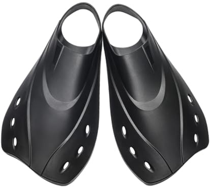 Verstellbare Kurze Tauchflossen für Erwachsene, Größe L, Schwarz | 1 Paar, Weiche Fußtasche aus Thermoplastischem Gummi, für Meer und Pool, Damen und Herren