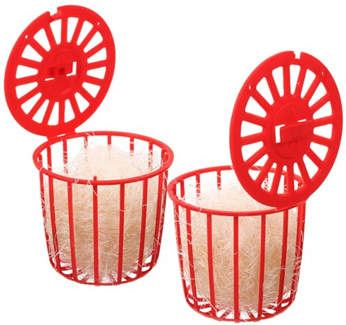 NUOBESTY Nido para Pájaros Paja Natural Cesta Roja para Jaula Nido de Incubación para Loros y Accesorio para Cría y Anidación Fácil Limpieza Paquete de 1 Unidad